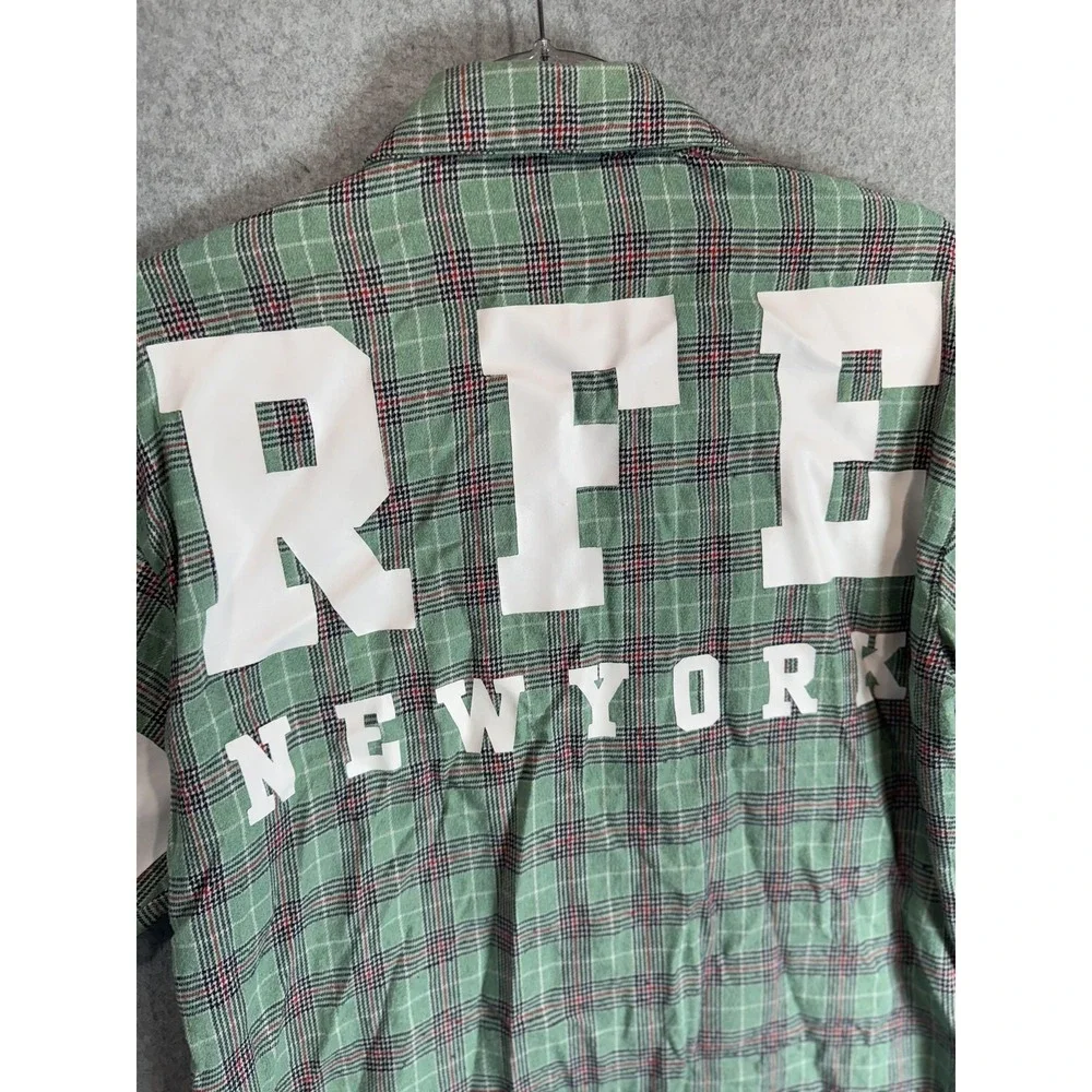 Shein Shirt Mens Medium Plaid Button Up New York Graphic Streetwear